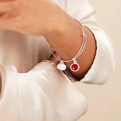 Radiant July Birthstone Charm Bangle Ruby