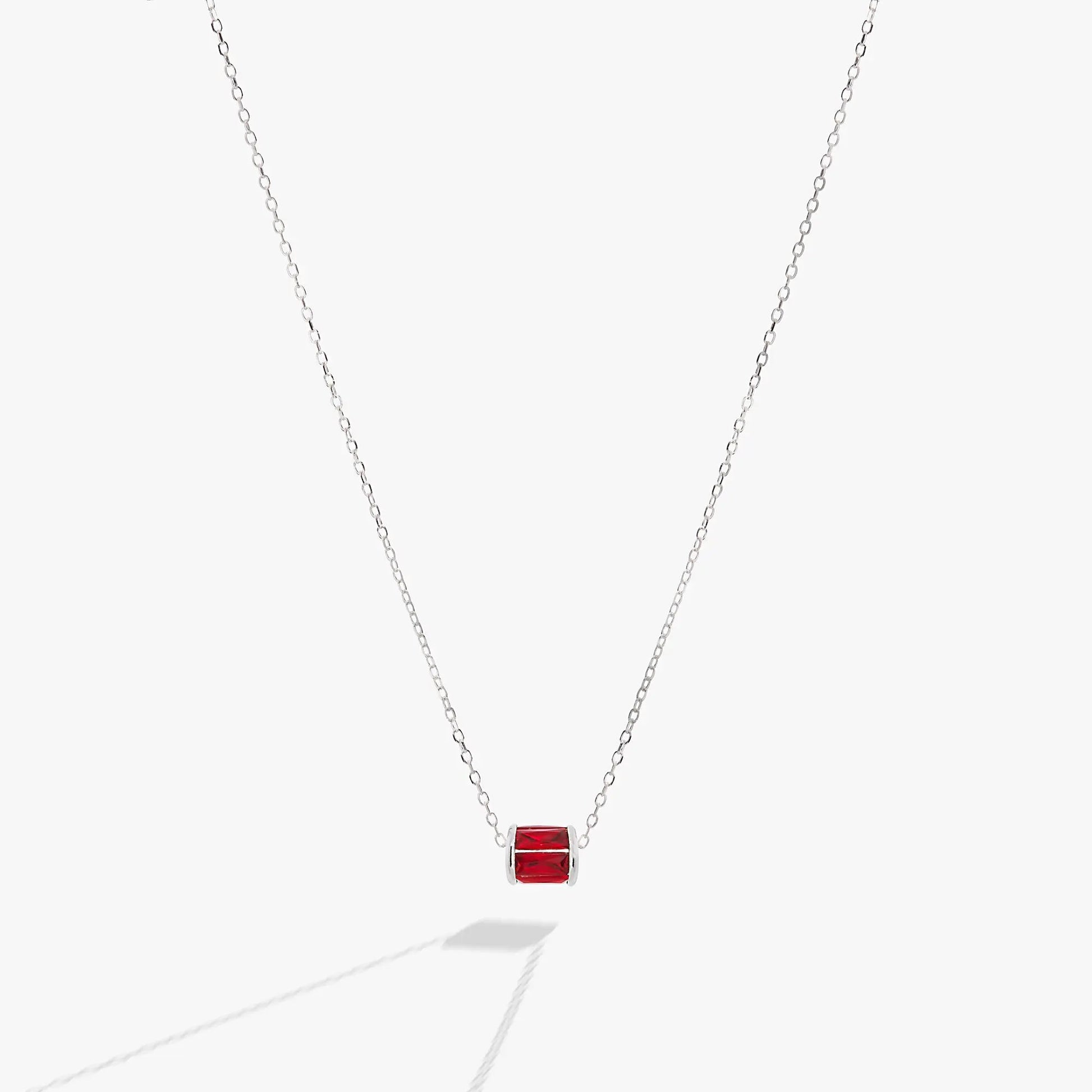 July Birthstone Pendant Necklace by Alex and Ani with red ruby-tone stone on silver chain on Tampa Home & Garden Store