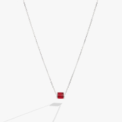 July Birthstone Pendant Necklace by Alex and Ani with red ruby-tone stone on silver chain on Tampa Home & Garden Store