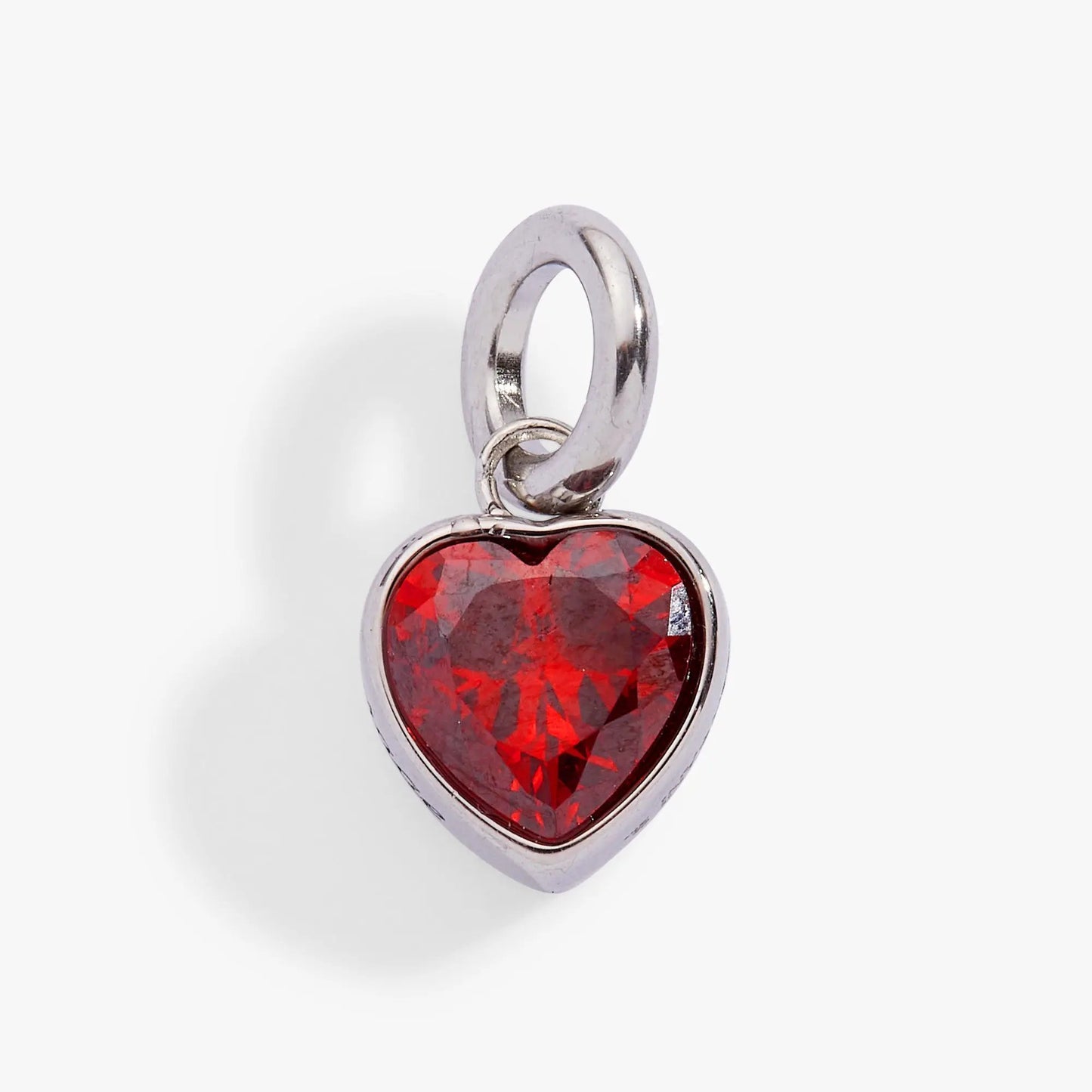 July Love Heart Birthstone Charm with Ruby CZ