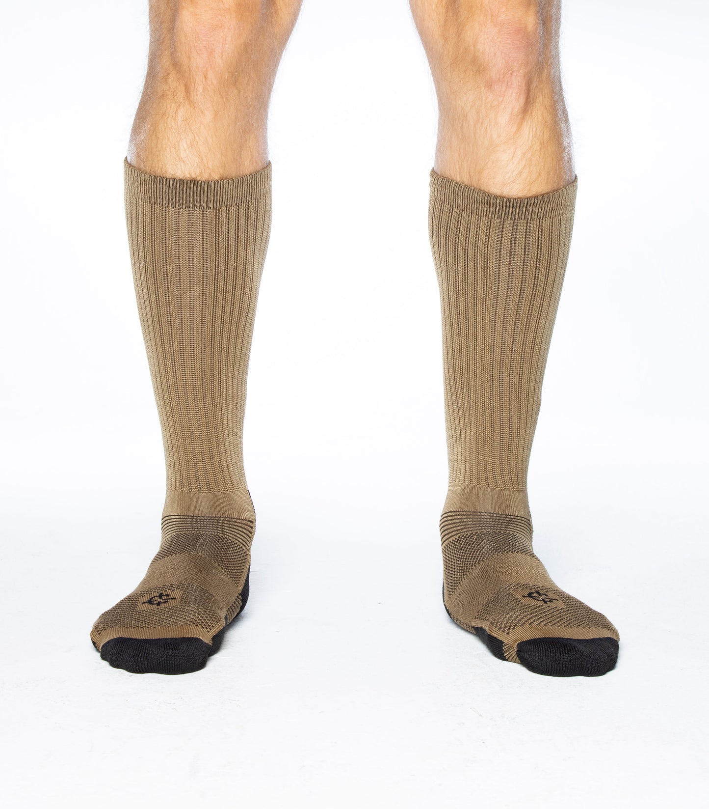 Jungle Sock pair of tan ribbed crew socks by Covert Threads military brand on Tampa Home & Garden Store