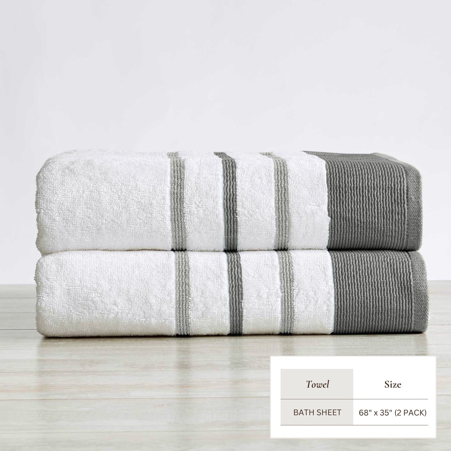 Soft Cotton Bath Towel Set and Stripe Detail