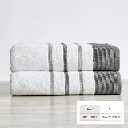 Soft Cotton Bath Towel Set and Stripe Detail