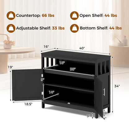 Mueble bufet de cocina con 2 puertas y estante - Negro