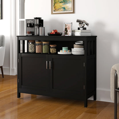 Mueble bufet de cocina con 2 puertas y estante - Negro