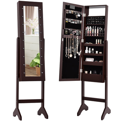 Joyero armariete organizador con espejo y luces LED - Negro