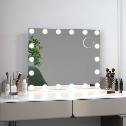 Espejo de vanidad con 18 bombillas LED regulables y 3 modos de iluminación de colores - Blanco