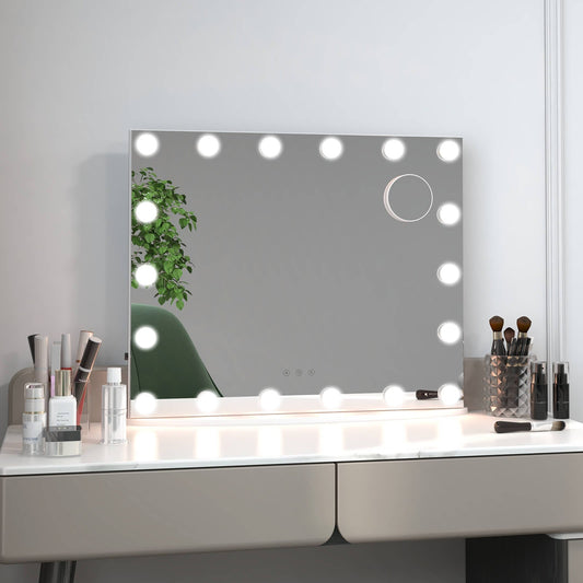 Vanity Mirror with 18 Dimmable LED Bulbs and 3 Color Lighting Modes-White - Tampa Home & Garden Store