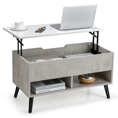 31.5 Inch Lift-Top Coffee Table with Hidden Storage and 2 Open Shelves