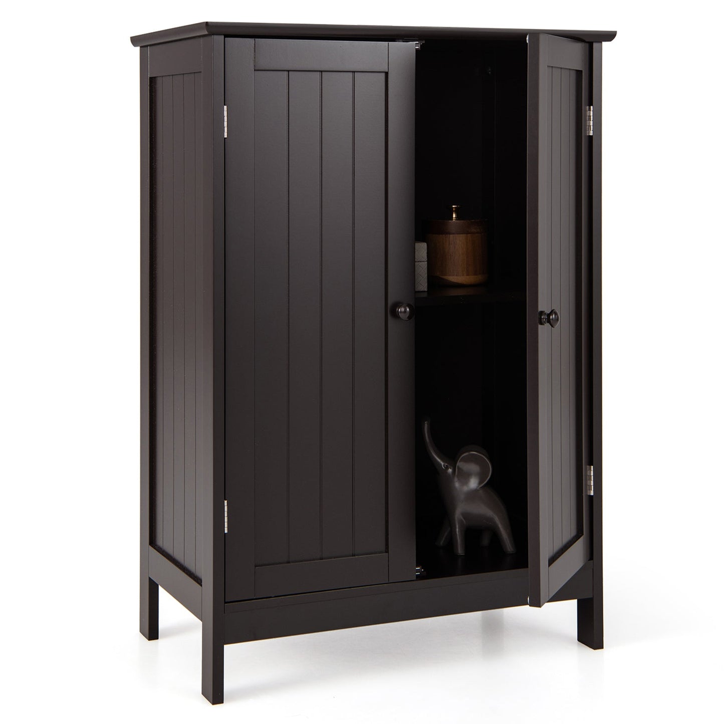 Mueble de baño con doble puerta para almacenamiento en el suelo - Marrón