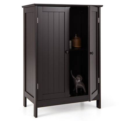 Mueble de baño con doble puerta para almacenamiento en el suelo - Marrón