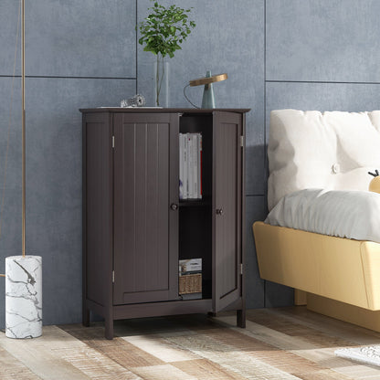 Mueble de baño con doble puerta para almacenamiento en el suelo - Marrón