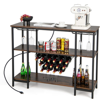 Botellero industrial Armario de bar con estantes de almacenamiento - Marrón
