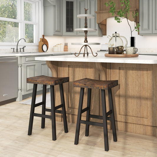 24 Inch Solid Wood Saddle-Seat with Curved Seat Surface and Comfortable Footrests - Tampa Home & Garden Store