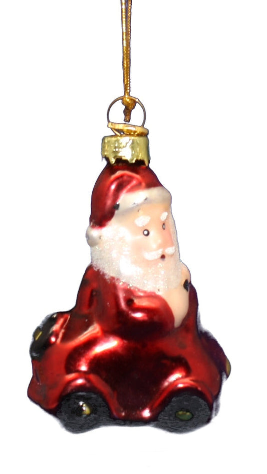 3 Inch Boxed Glass Ornament - Santa in a Car - Tampa Home & Garden Store
