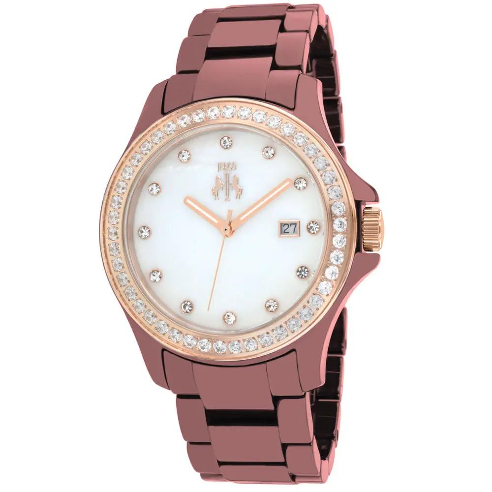 Jivago Ceramic Watch rose-gold bracelet, crystal bezel, white dial with date, Bids.com on Tampa Home & Garden Store