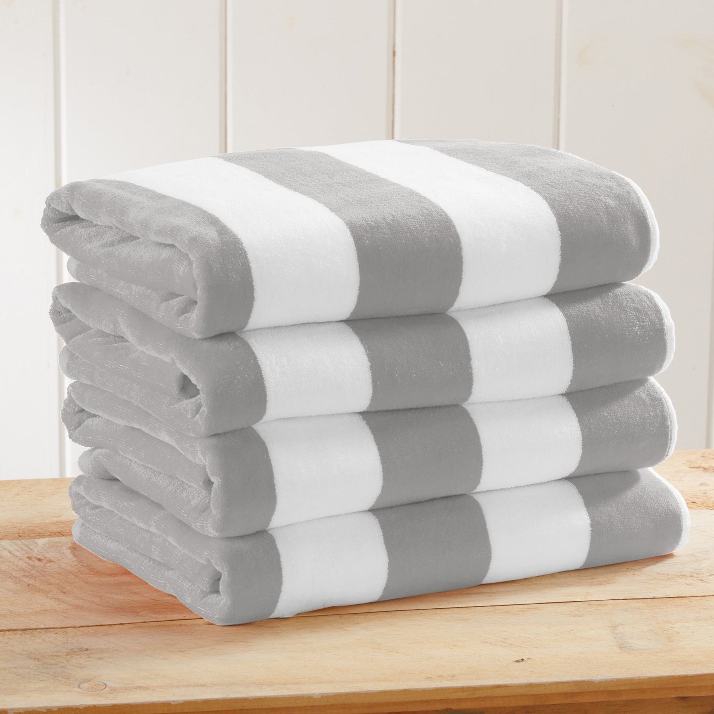 Cotton And Velour Cabana Stripe Beach Towel
