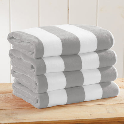 Cotton And Velour Cabana Stripe Beach Towel