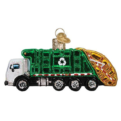Adorno de vidrio con forma de camión de basura
