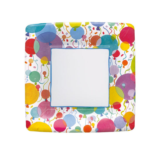 Ballons et confettis - Assiette à salade/dessert - Carrée