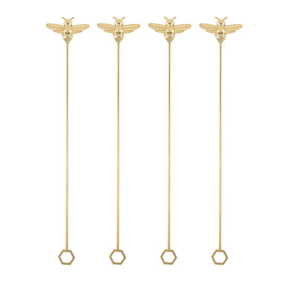Bumble Bee Stir Sticks by Twine Living, gold-toned, set of 5 on Tampa Home & Garden Store