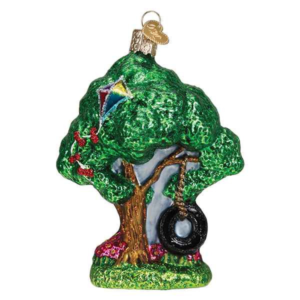 Columpio de neumático sobre un adorno de árbol
