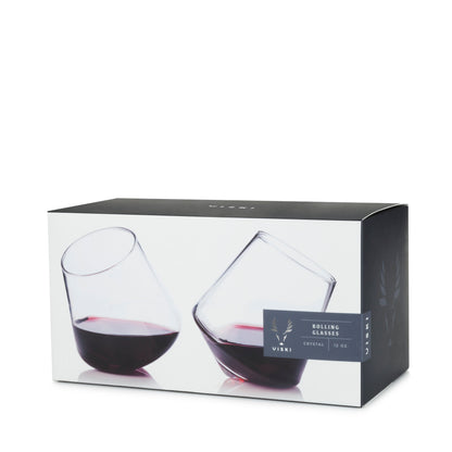 Premium Set of Two Rolling Crystal Wine Glasses