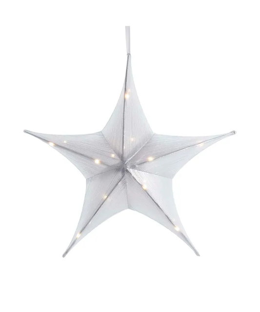 Silver Metallic Foldable 3D Star Ornament - 16 Inch - Tampa Home & Garden Store