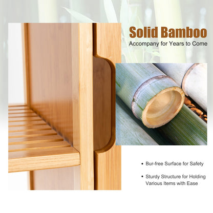 Armario de Almacenamiento de Baño de Bambú con Puerta Individual-Natural