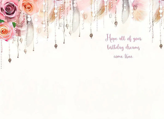 Birthday card Birthday Dreams Glitter Accents pink rose border by Country Christmas Loft on Tampa Home & Garden Store