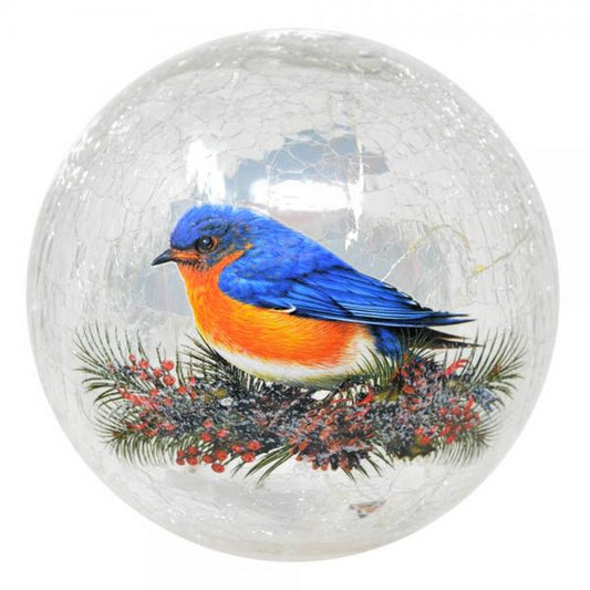 Bluebird Crackle Glass 6 inch Globe - Tampa Home & Garden Store