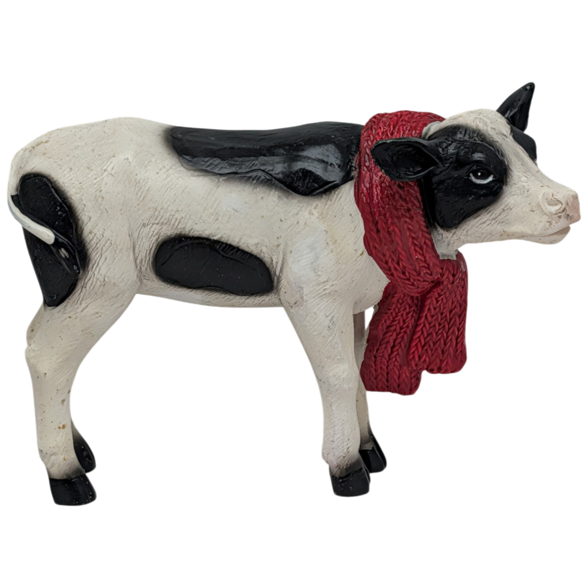 Country Cow Figurine with red rope halter, white with black patches Country Christmas Loft on Tampa Home & Garden Store