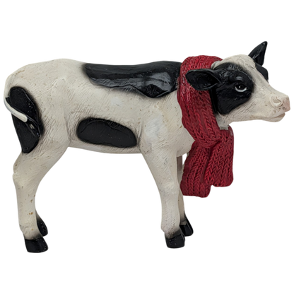 Country Cow Figurine with red rope halter, white with black patches Country Christmas Loft on Tampa Home & Garden Store