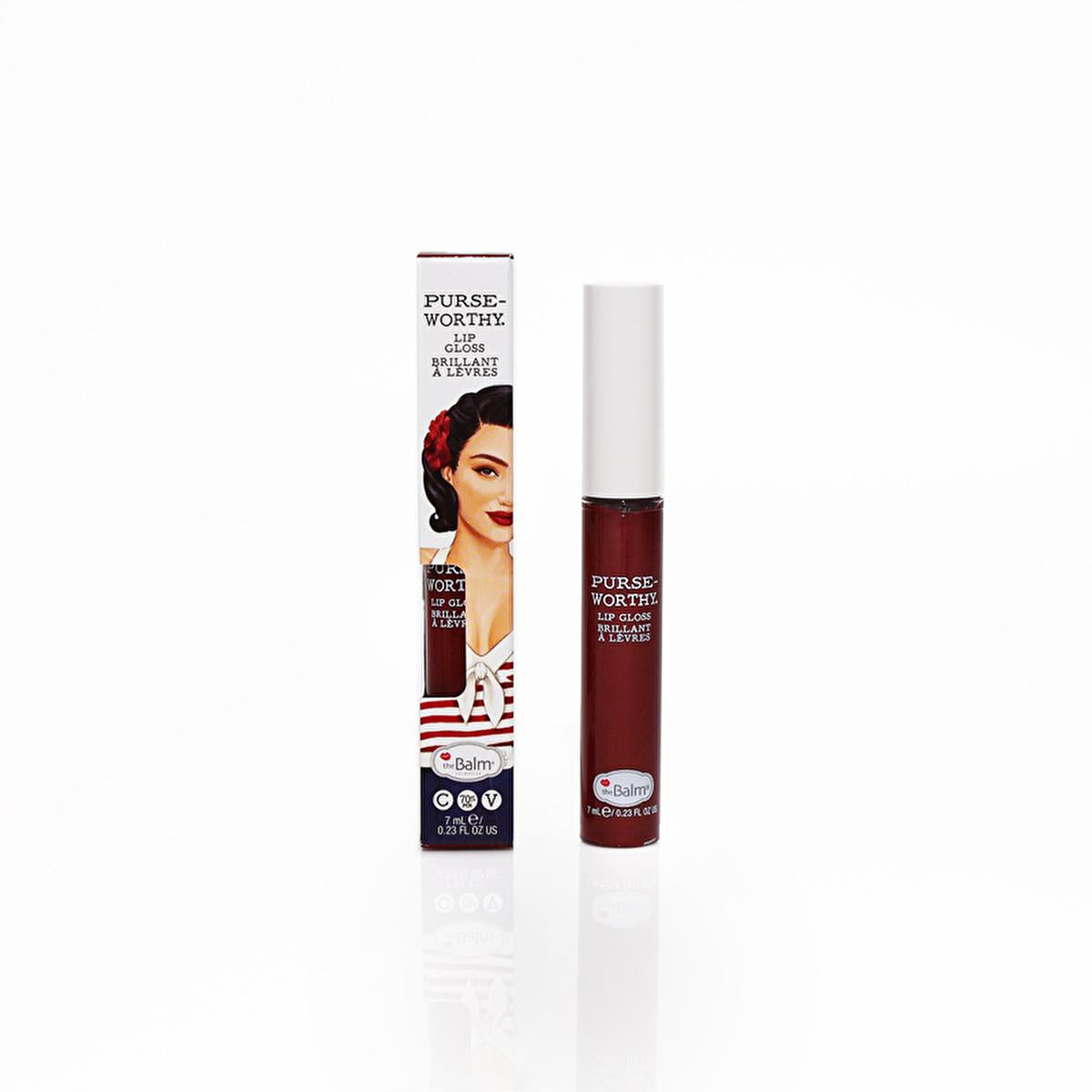 theBalm Purseworthy Lip Gloss burgundy shade; moisturizing, volumizing lip care on Tampa Home & Garden Store
