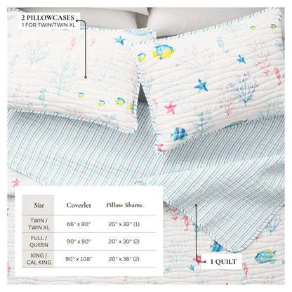 Coastal Seascape Brushed Microfiber Quilt Set