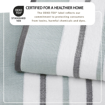 Soft Cotton Bath Towel Set and Stripe Detail
