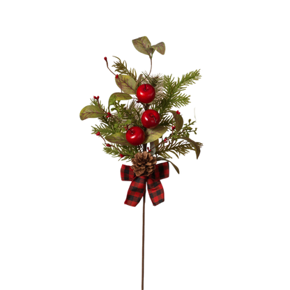 Pine & Berry Pick with Plaid Bow -