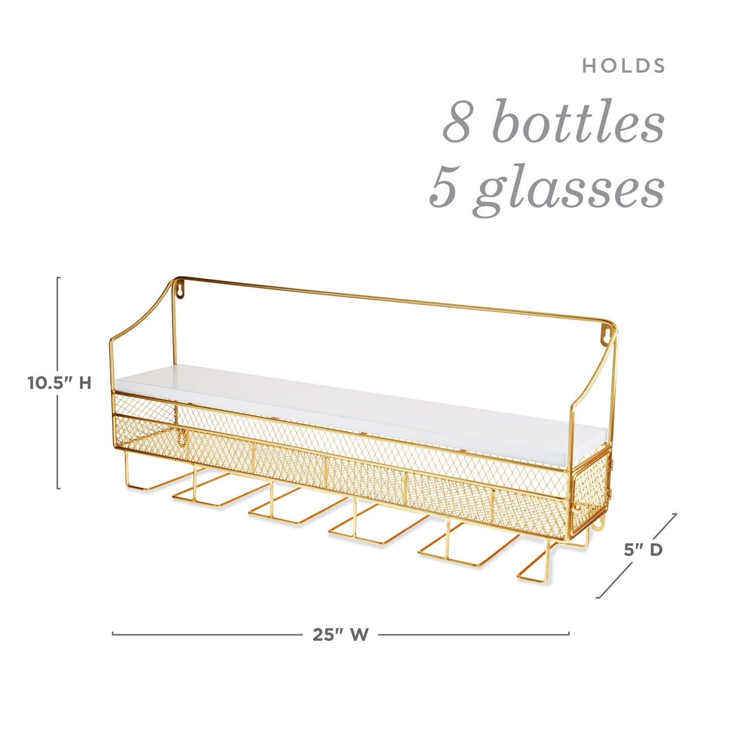 Gold Wall Mounted Wine Rack and Cork Storage