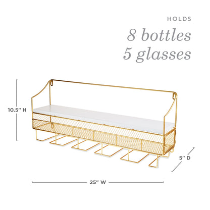 Gold Wall Mounted Wine Rack and Cork Storage