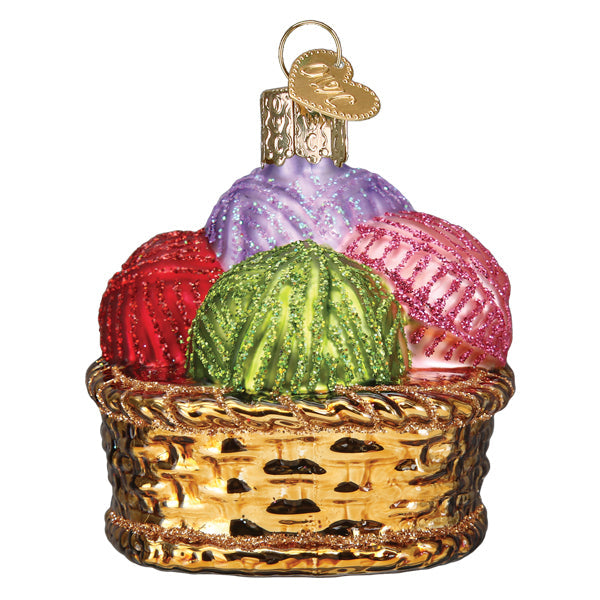 Adorno de cristal con forma de cesta de hilo