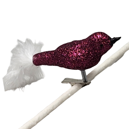 Glass and Enamel Clip on Bird Ornament Set - Pink and Red - Tampa Home & Garden Store