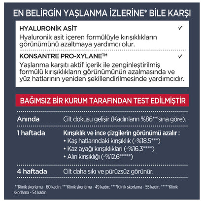 Face cream label in Turkish with hyaluronic acid and Konsantre Pro-Xylane, test claims on Tampa Home & Garden Store