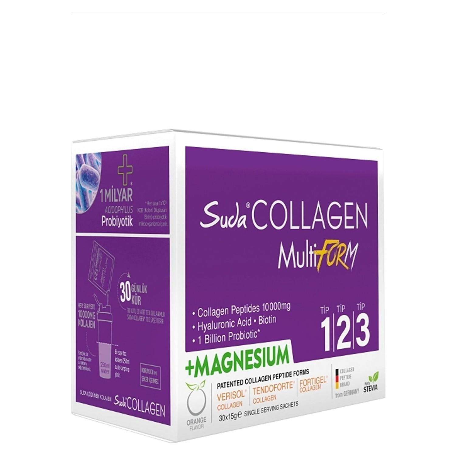 Suda Collagen Multiform purple box with 30 sachets hyaluronic acid on Tampa Home & Garden Store