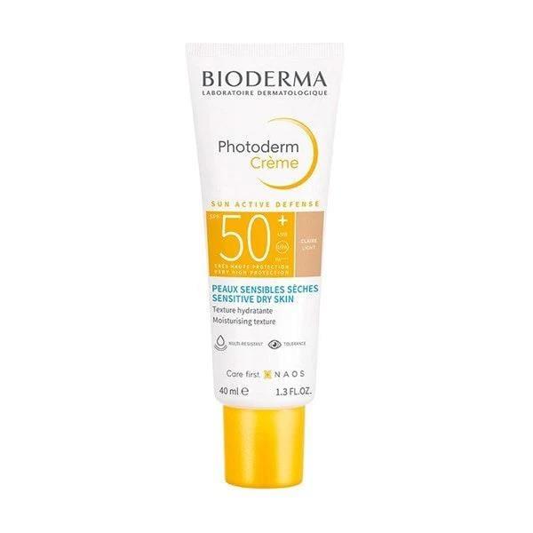 Bioderma Photoderm SPF50+ Sunscreen Cream in white tube with yellow cap for sensitive dry skin on Tampa Home & Garden Store