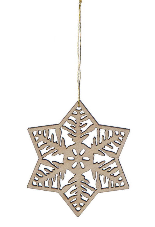 Ornement flocon de neige en bois découpé au laser - Style 2