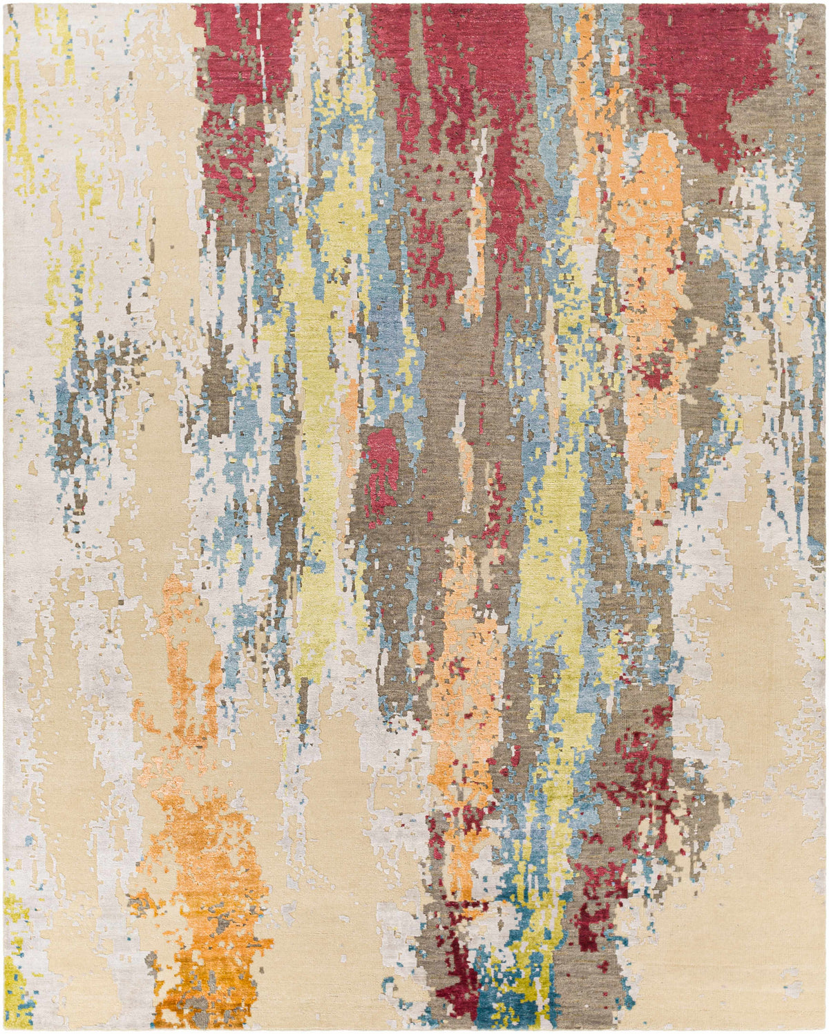 Kabugao Handmade Premium Wool Rug beige yellow blue red by Boutique Rugs clearance on Tampa Home & Garden Store