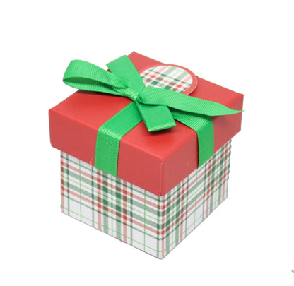 Caja de regalo cúbica para tarjetas de regalo - 7,6 x 7,6 cm - Cuadros navideños