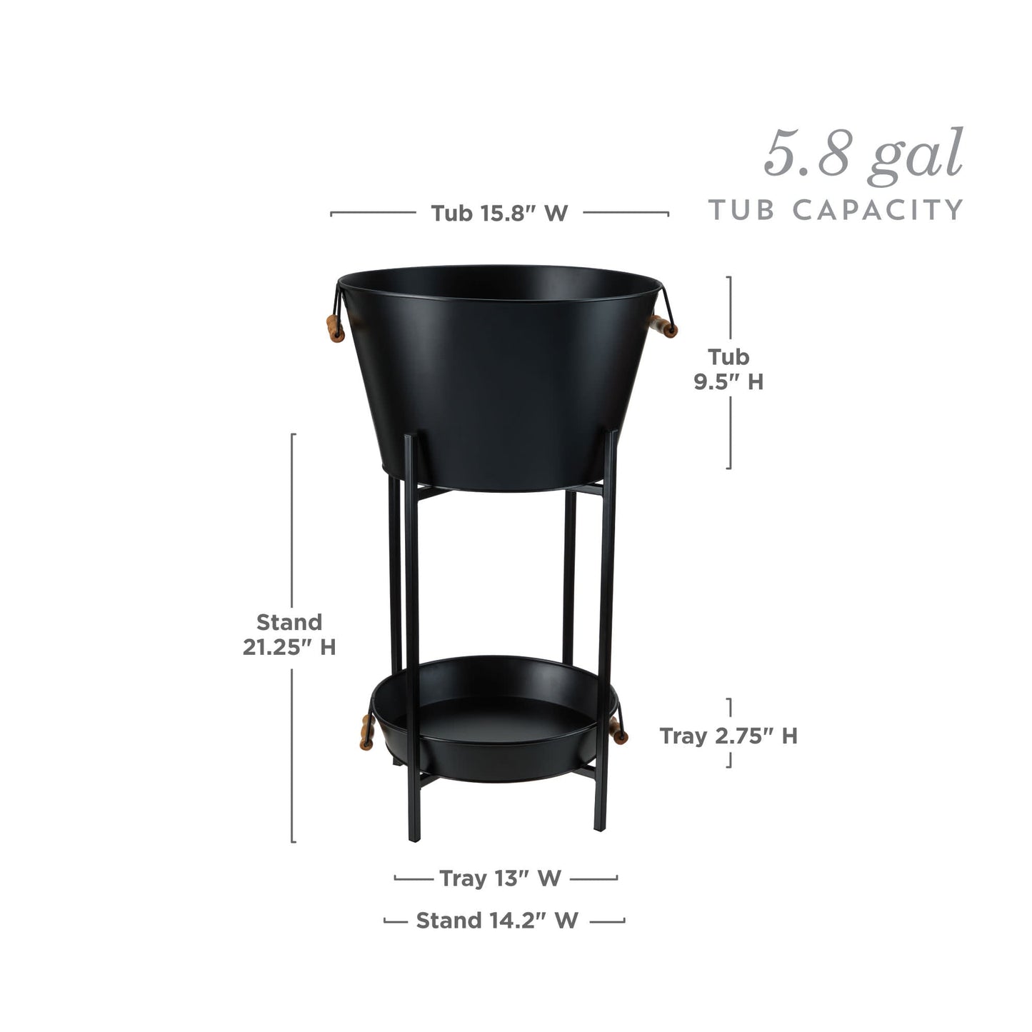 Black Beverage Ice Bucket with Tray and Stand