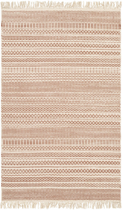 Kalinga red/cream flatweave wool rug with fringe by Boutique Rugs on Tampa Home & Garden Store
