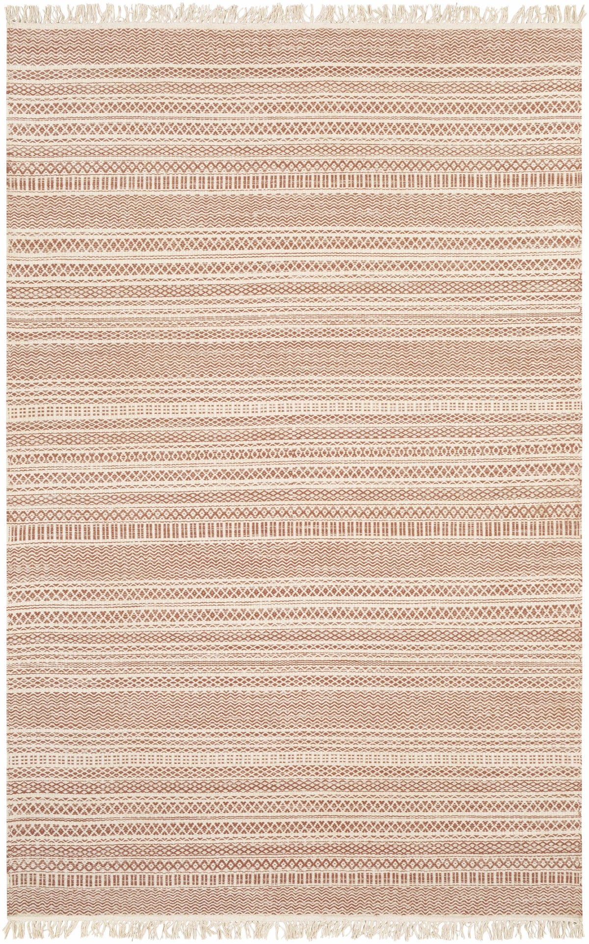 Kalinga Red/Cream Flatweave Wool Rug from Boutique Rugs with fringe on Tampa Home & Garden Store